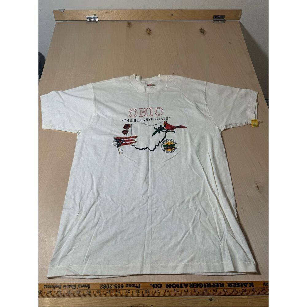 Vintage Fruit of the looms Ohio Buckeyes state t shirt single stitch white tee X